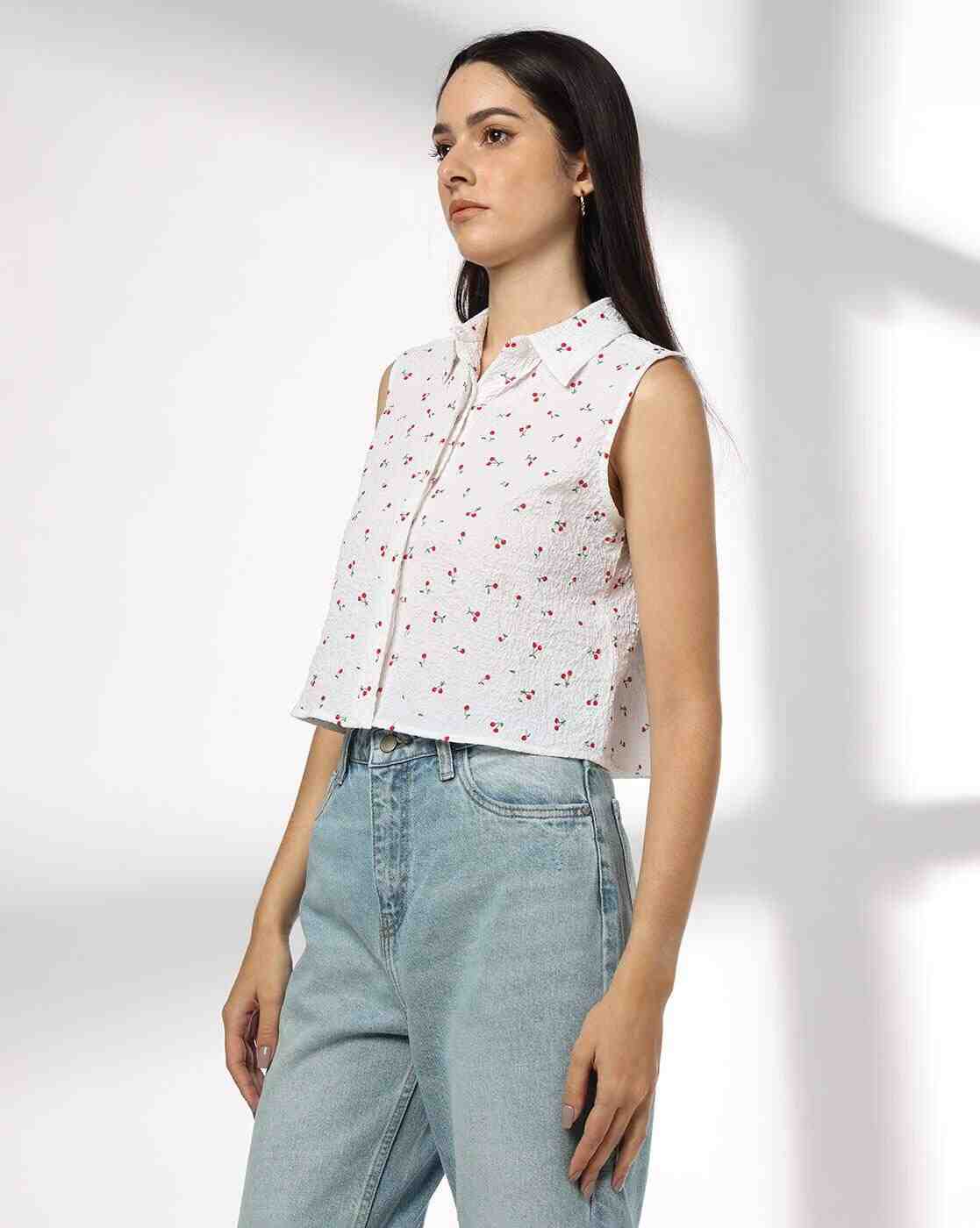 RIO | Women Printed Regular Fit Crop Shirt|1