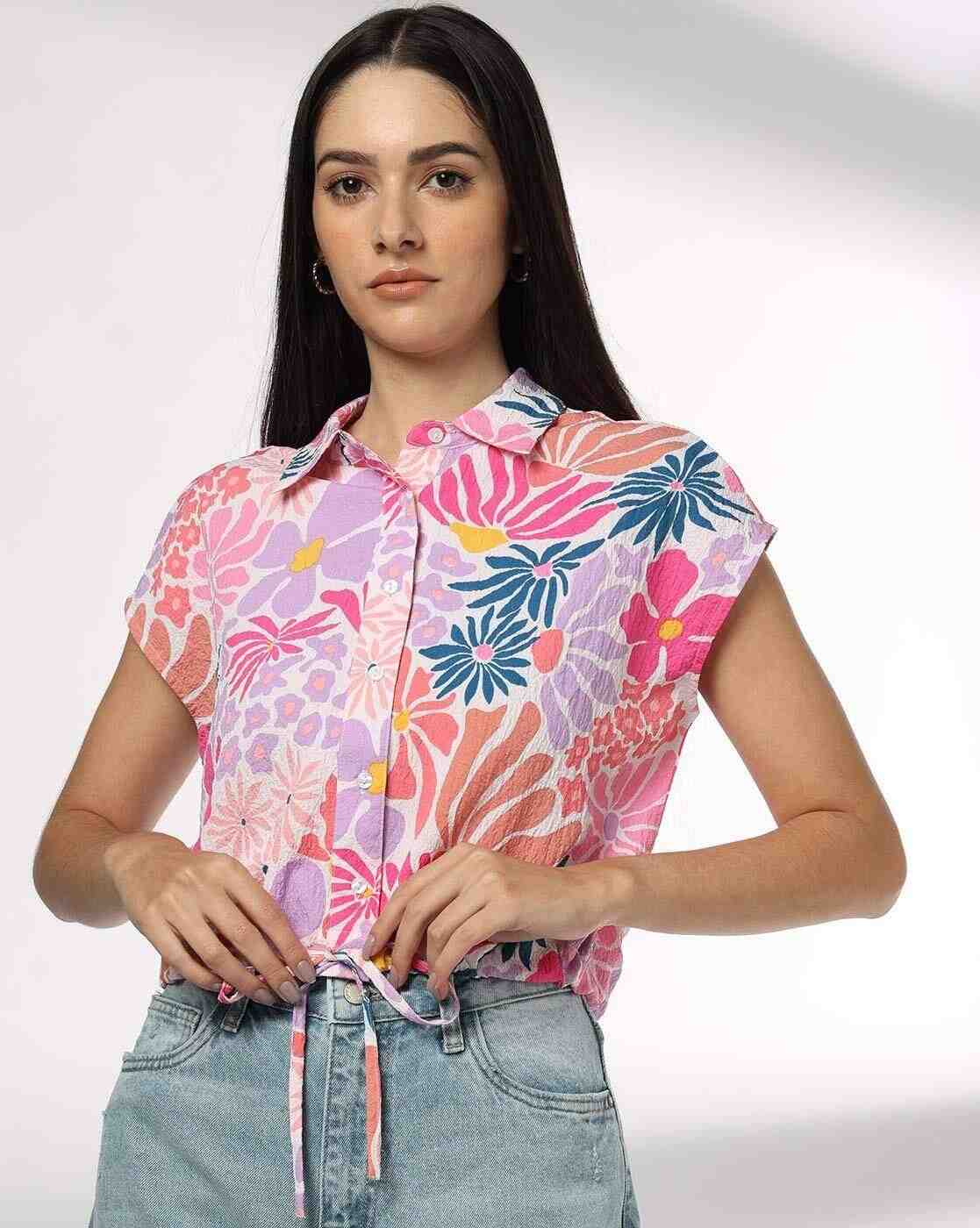 RIO | Women Floral Print Regular Fit Crop Shirt|0
