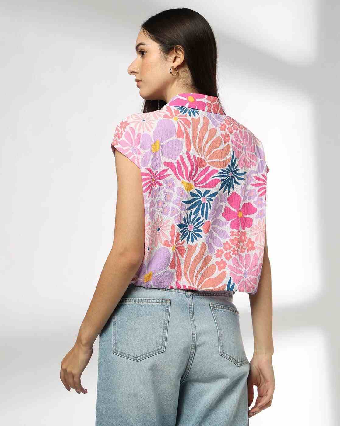 RIO | Women Floral Print Regular Fit Crop Shirt|2