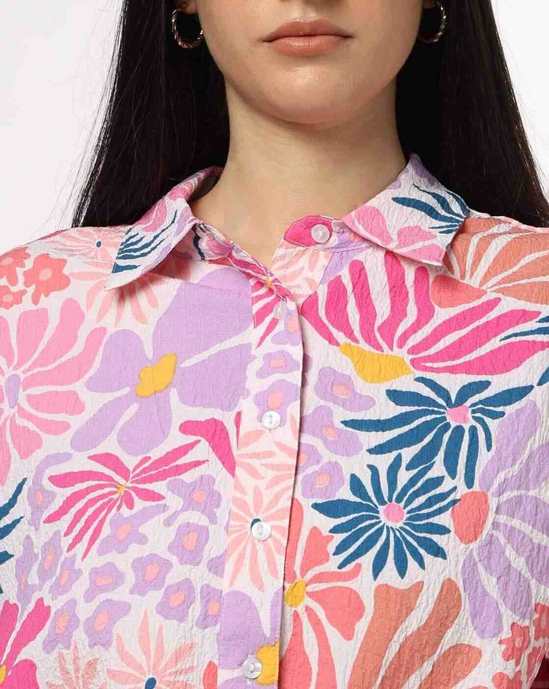 RIO | Women Floral Print Regular Fit Crop Shirt|3