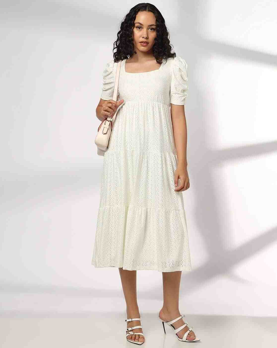 RIO | Women Schiffli Embroidered Tiered Dress|0