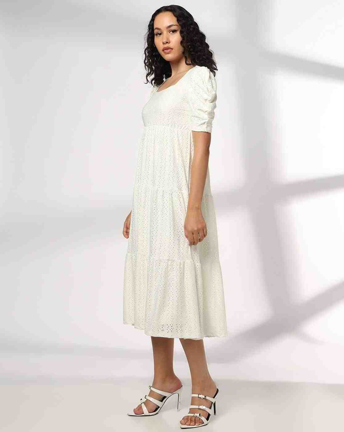 RIO | Women Schiffli Embroidered Tiered Dress|1