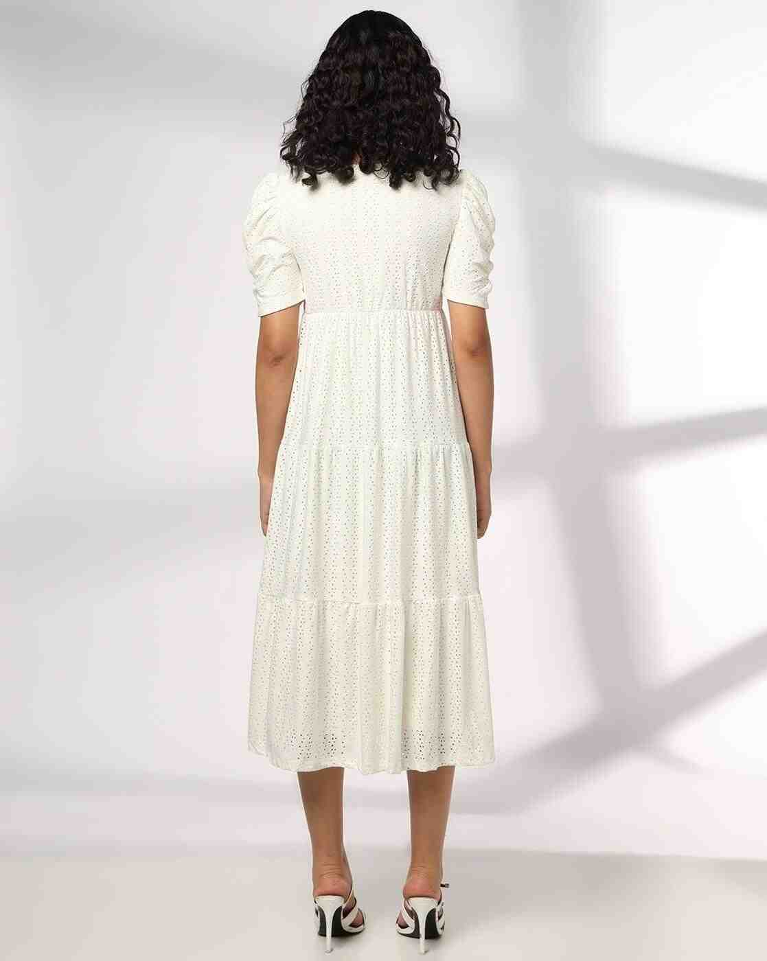RIO | Women Schiffli Embroidered Tiered Dress|2