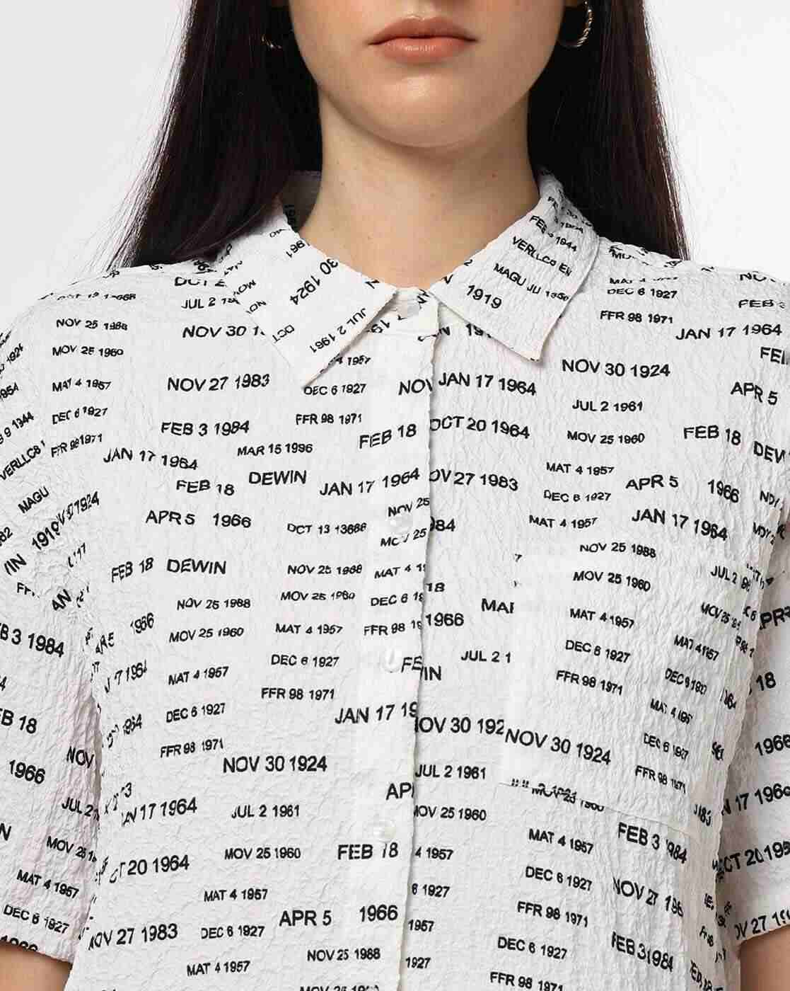 RIO | Women Typographic Print Boxy Fit Crop Shirt|3