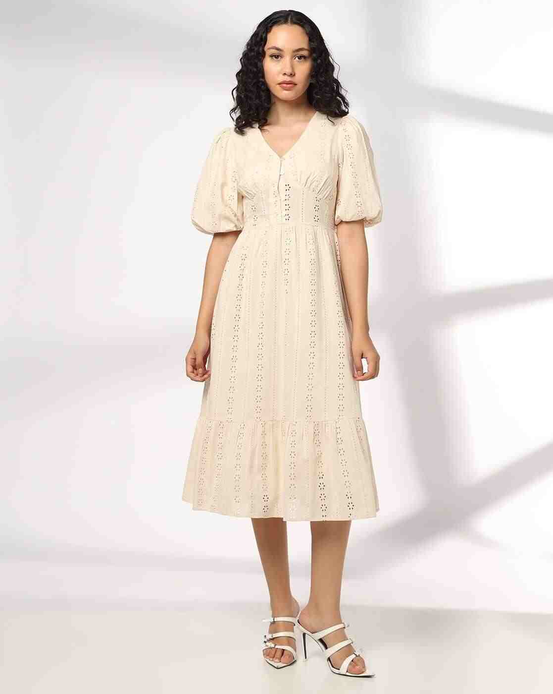 schiffli embroidered dress Cotton Schiffli Embroidered A-line Dress: Sea Green Party Dress