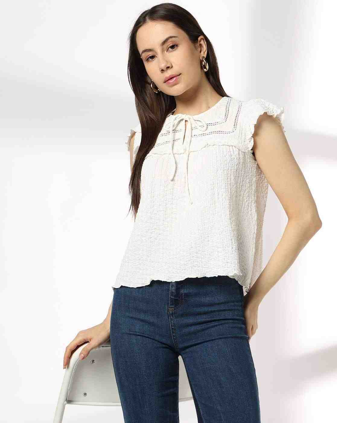 Women Lace Insert Boho Regular Fit Top