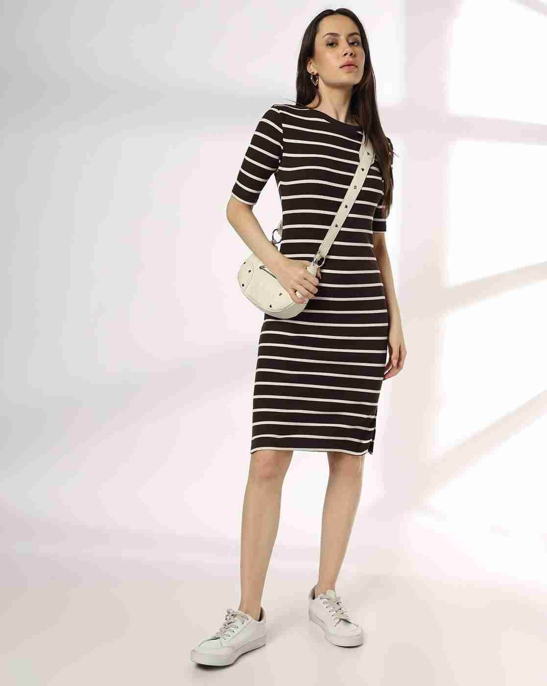 RIO | Women Stripes Bodycon Midi Dress|0