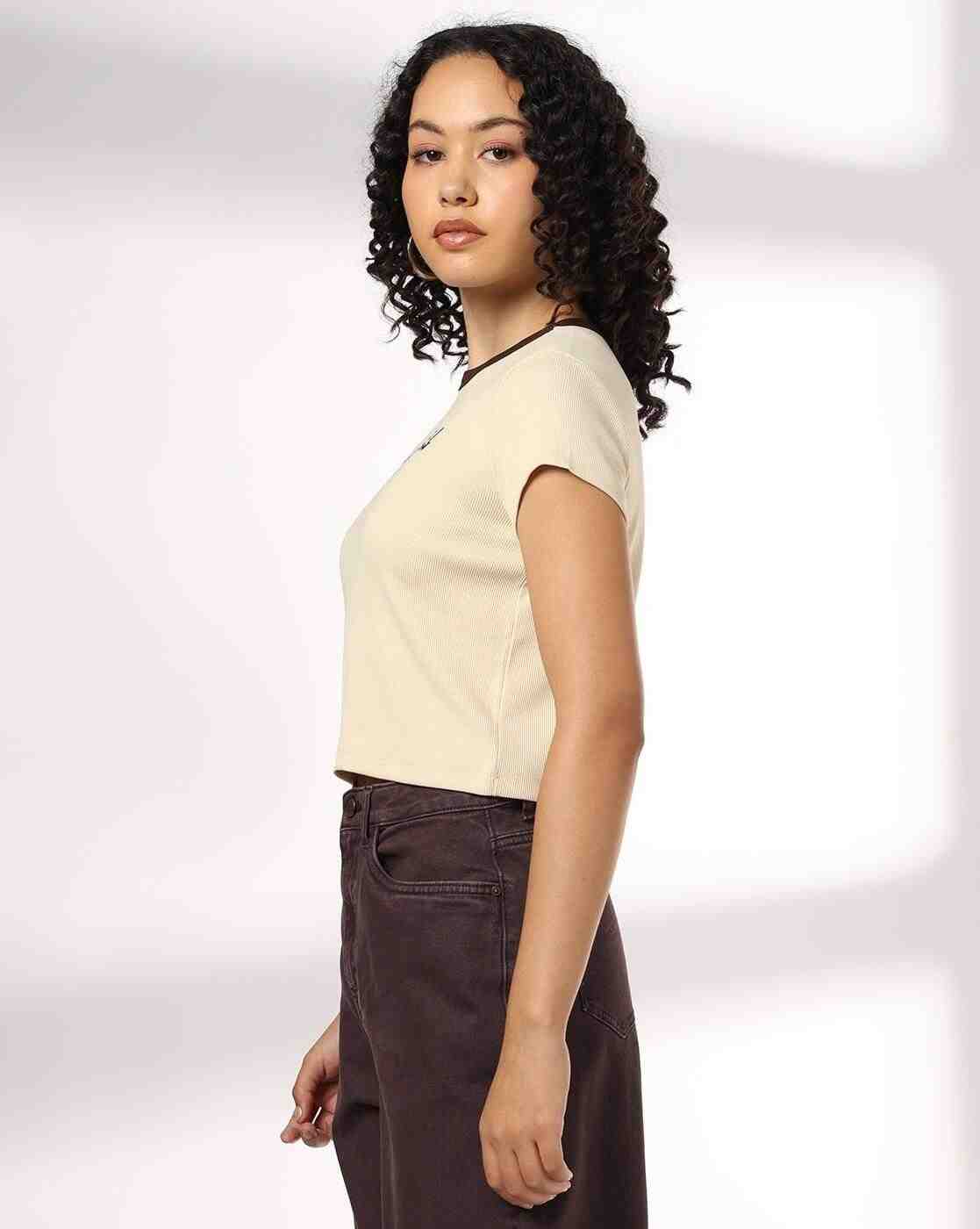RIO | Women Ribbed Boxy Fit Crew-Neck T-Shirt|1