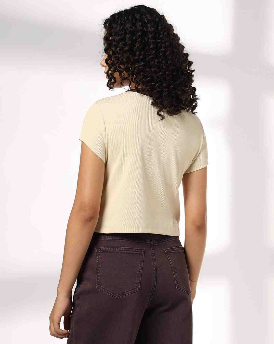 RIO | Women Ribbed Boxy Fit Crew-Neck T-Shirt|2