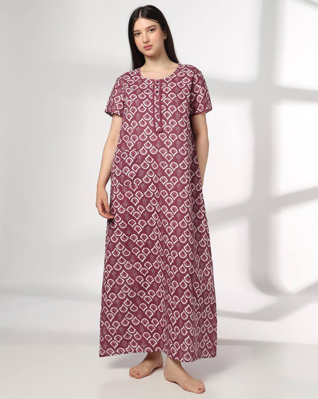 RIO | Women Geometric Print Round-Neck Nighty|0