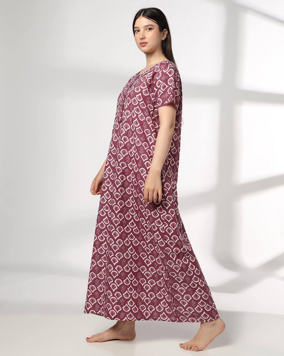 RIO | Women Geometric Print Round-Neck Nighty|1