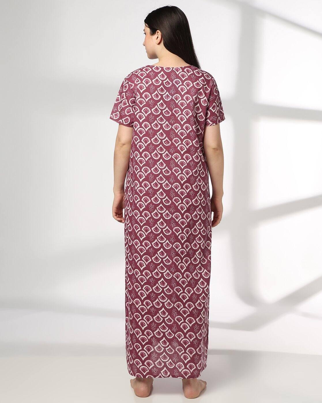 RIO | Women Geometric Print Round-Neck Nighty|2