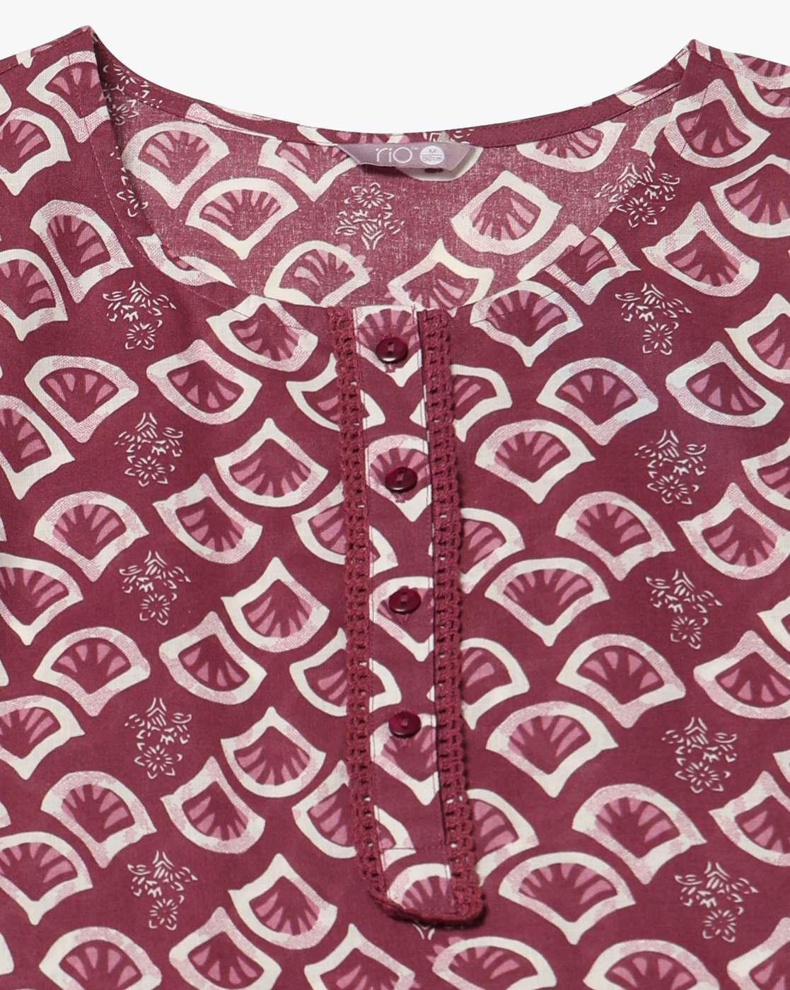 RIO | Women Geometric Print Round-Neck Nighty|5