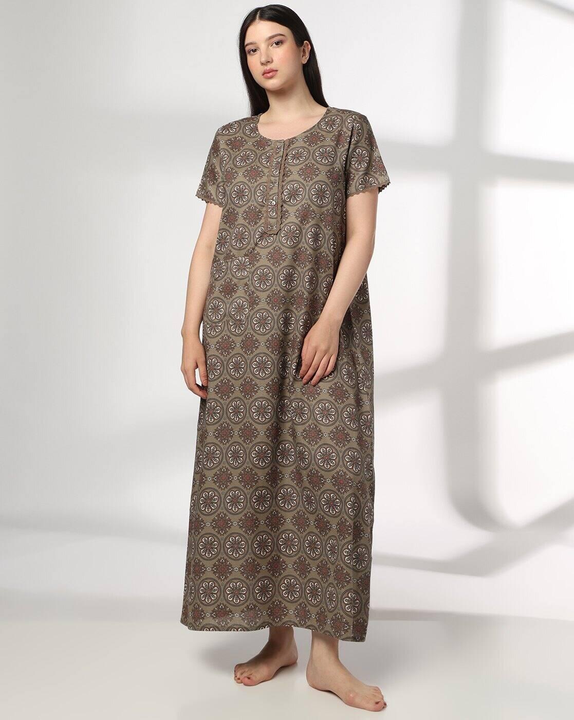 RIO | Women Floral Print Round-Neck Nighty|0