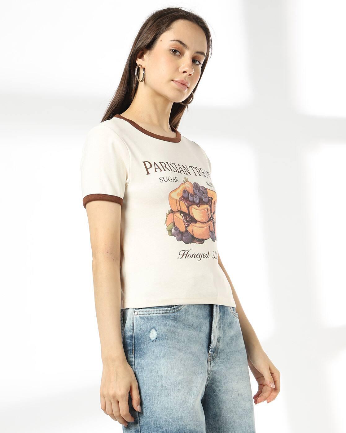 RIO | Women Graphic Print Slim Fit Crew-Neck T-Shirt|1
