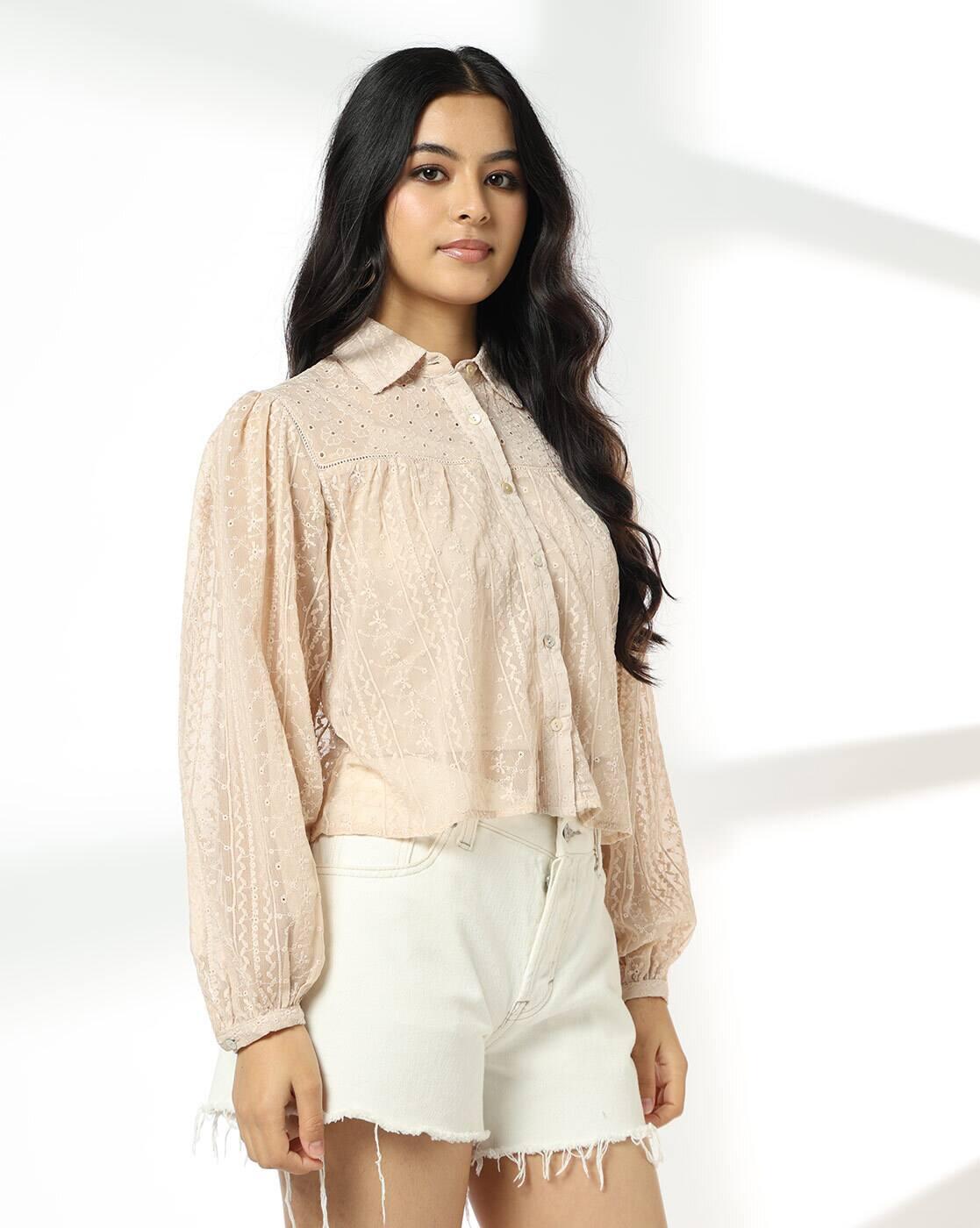 RIO | Women Schiffli Embroidered Regular Fit Shirt|1