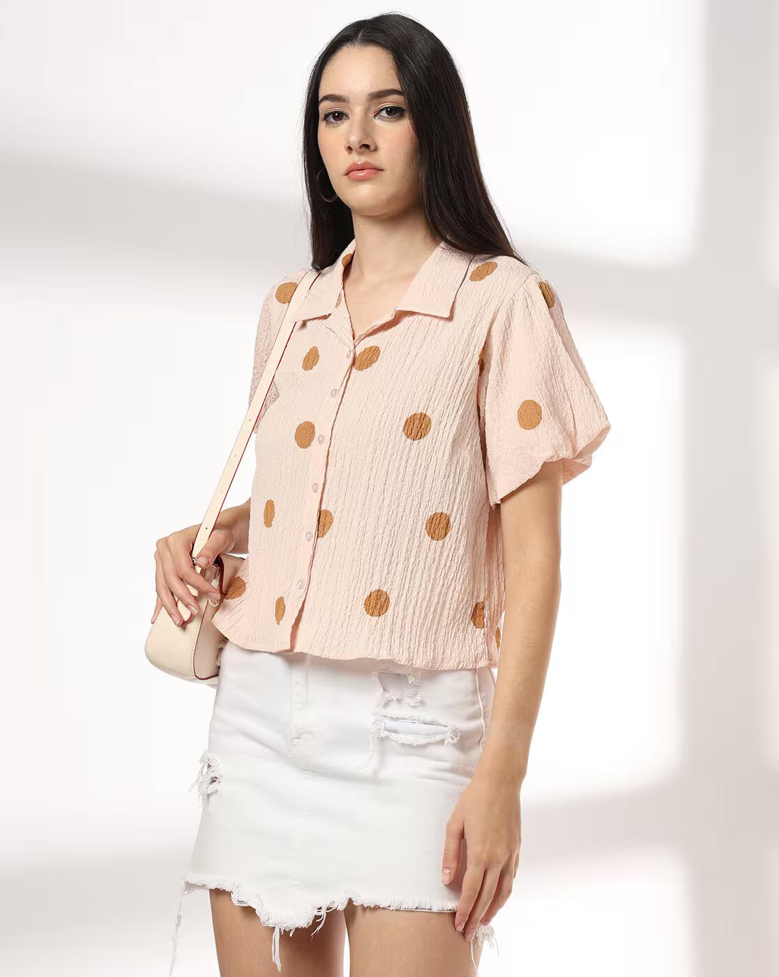 RIO | Women Polka-Dot Print Regular Fit Shirt|0
