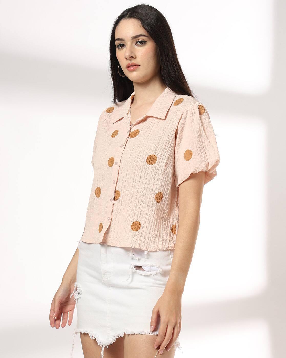 RIO | Women Polka-Dot Print Regular Fit Shirt|1