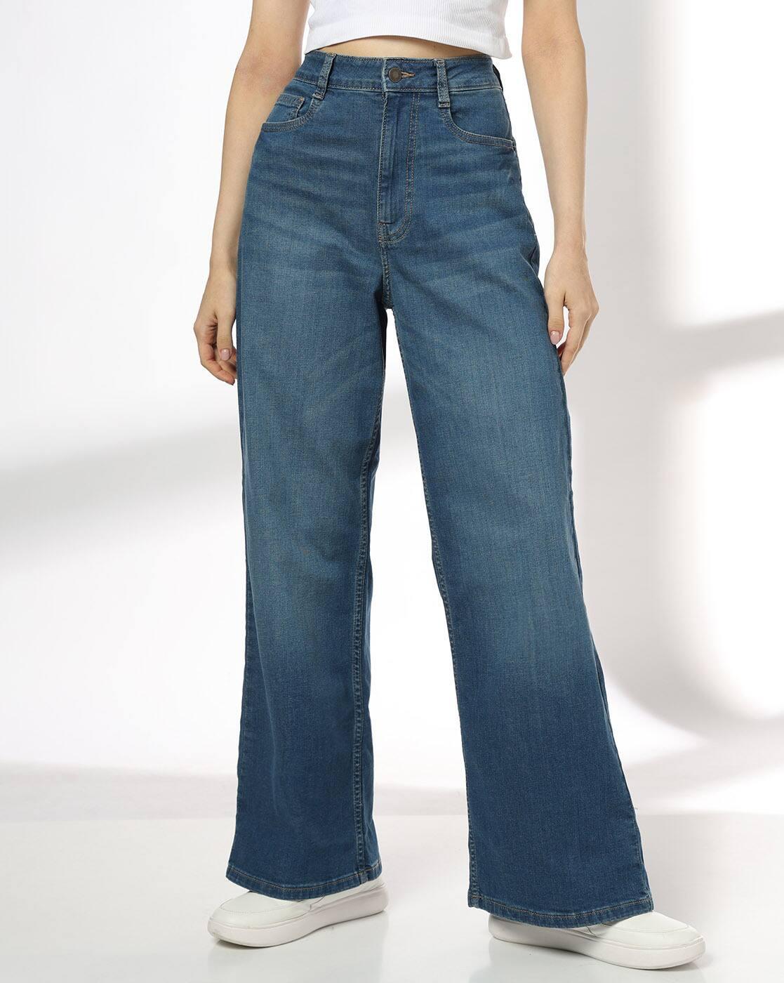 RIO | Women Mid-Wash Wide-Leg Jeans|0