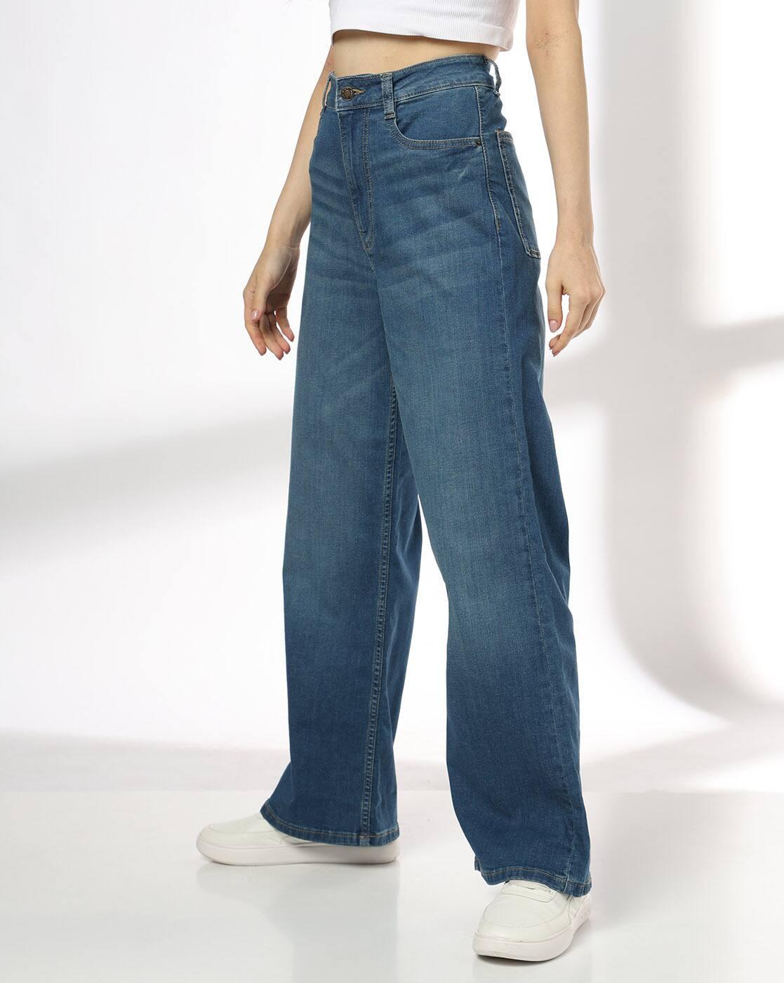 RIO | Women Mid-Wash Wide-Leg Jeans|1
