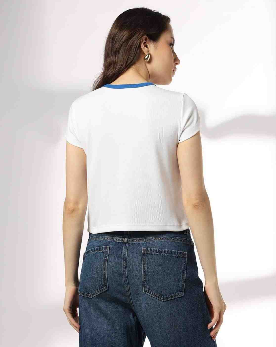 RIO | Women Embroidered Regular Fit Crew-Neck T-Shirt|2