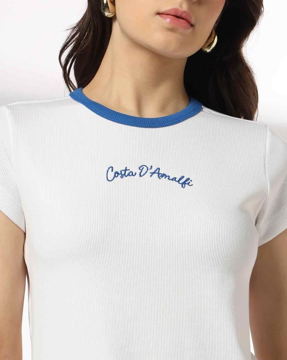 RIO | Women Embroidered Regular Fit Crew-Neck T-Shirt|3