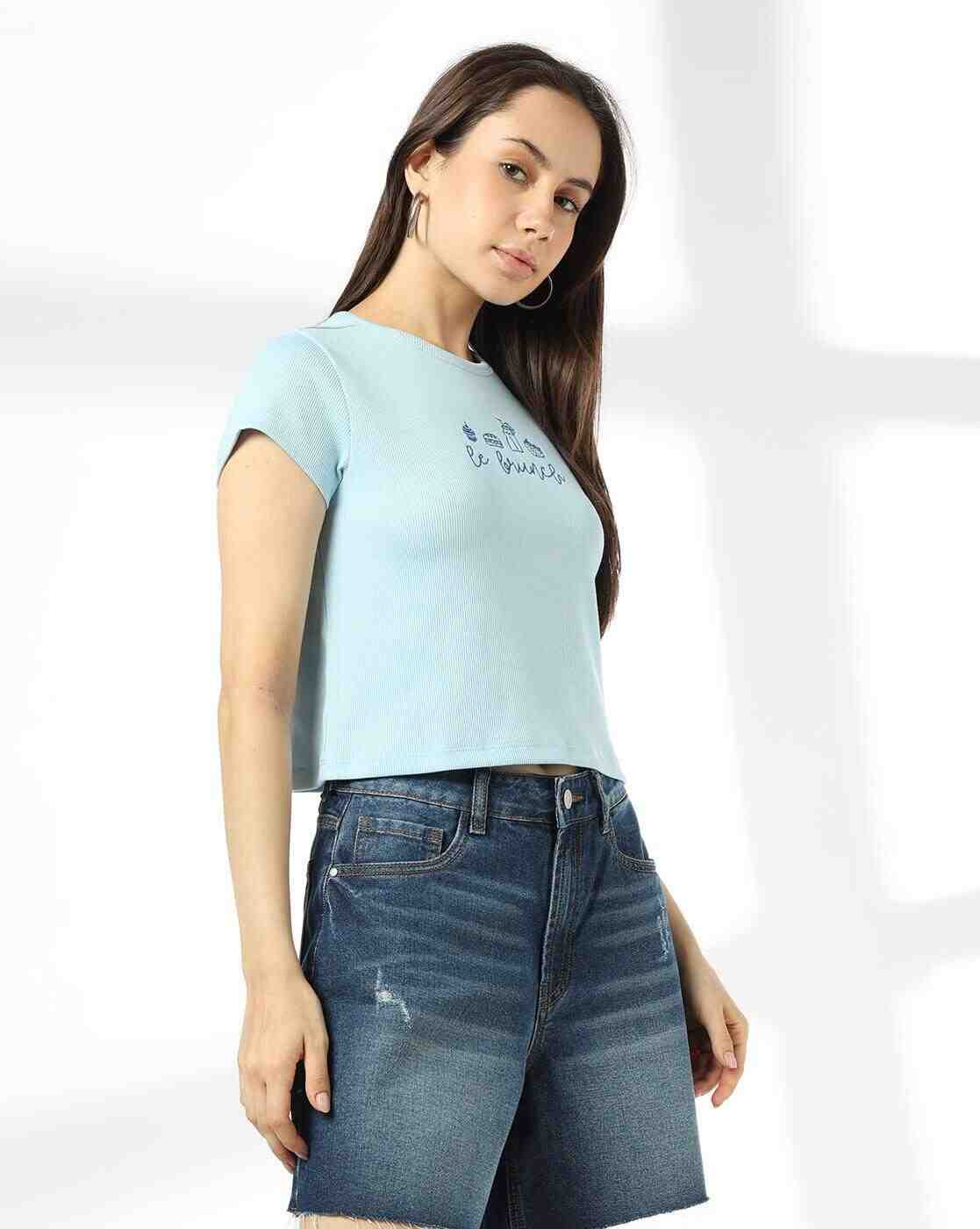 RIO | Women Embroidered Regular Fit Crew-Neck T-Shirt|1