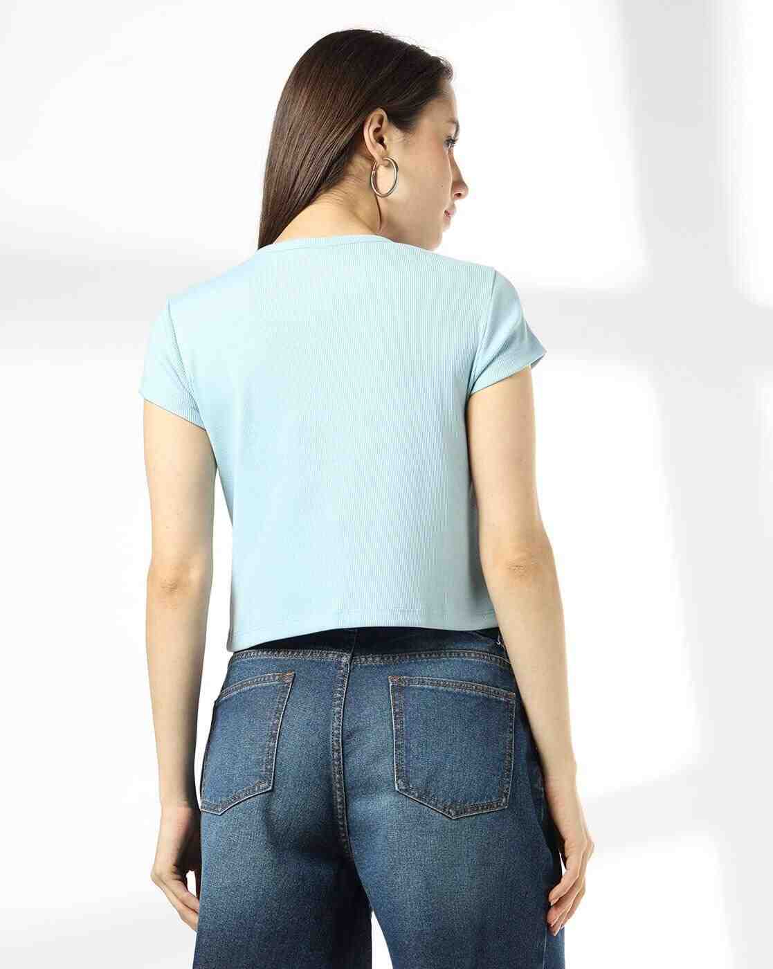 RIO | Women Embroidered Regular Fit Crew-Neck T-Shirt|2