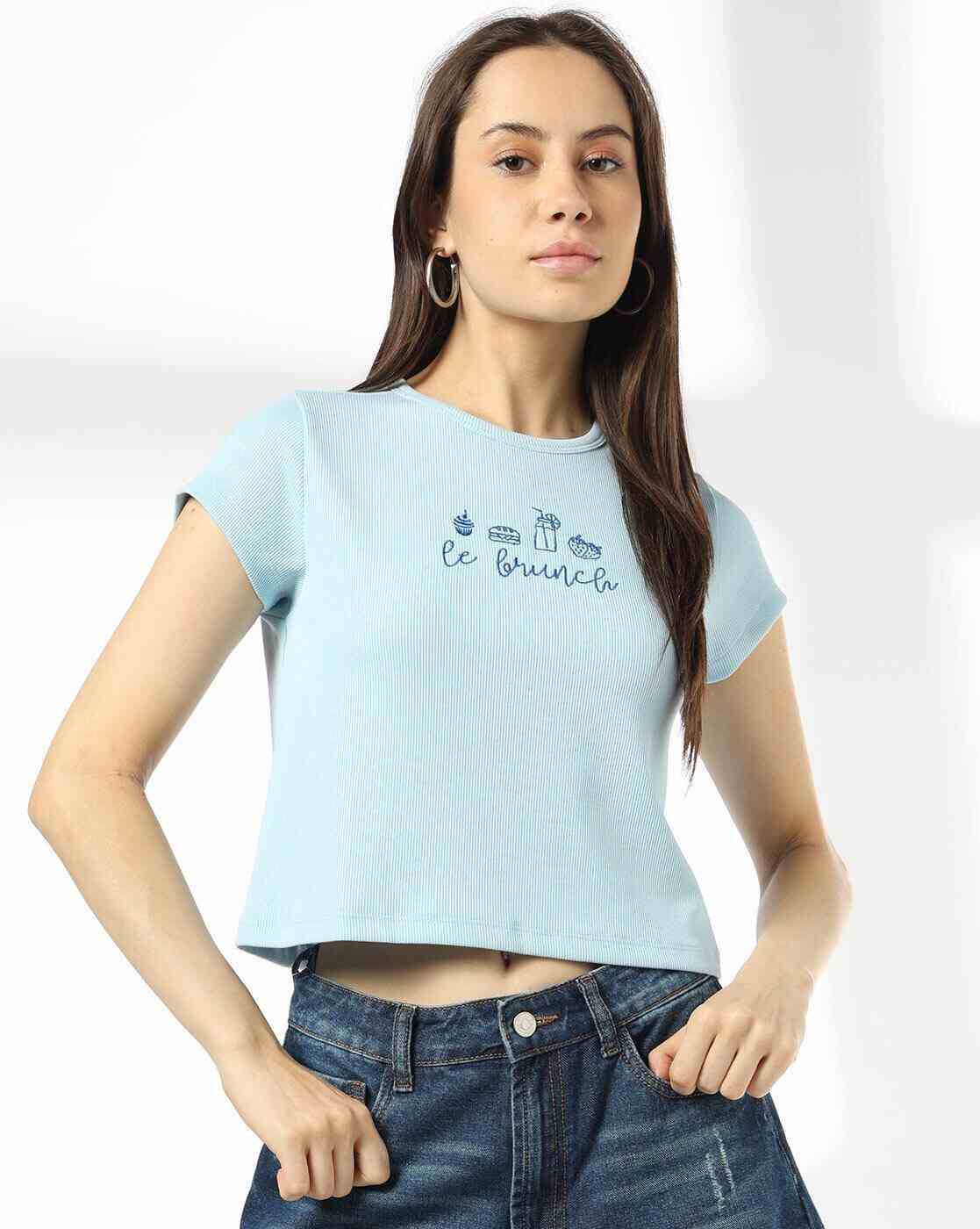 RIO | Women Embroidered Regular Fit Crew-Neck T-Shirt|3