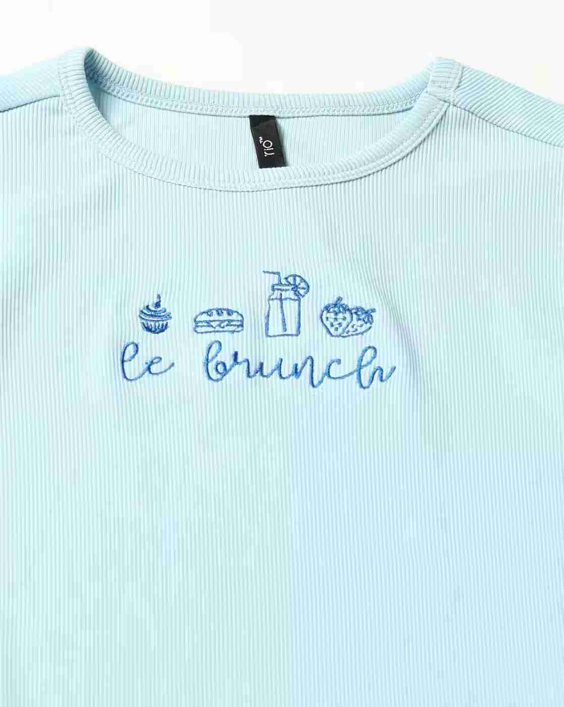 RIO | Women Embroidered Regular Fit Crew-Neck T-Shirt|5
