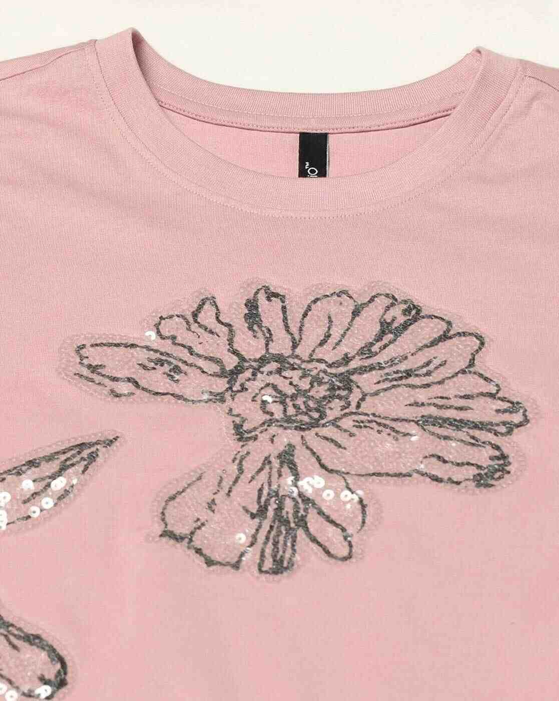 RIO | Women Embellished Relaxed Fit Crew-Neck T-Shirt|4