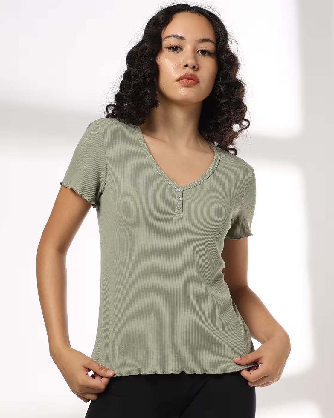 Women Ribbed Relaxed Fit Top