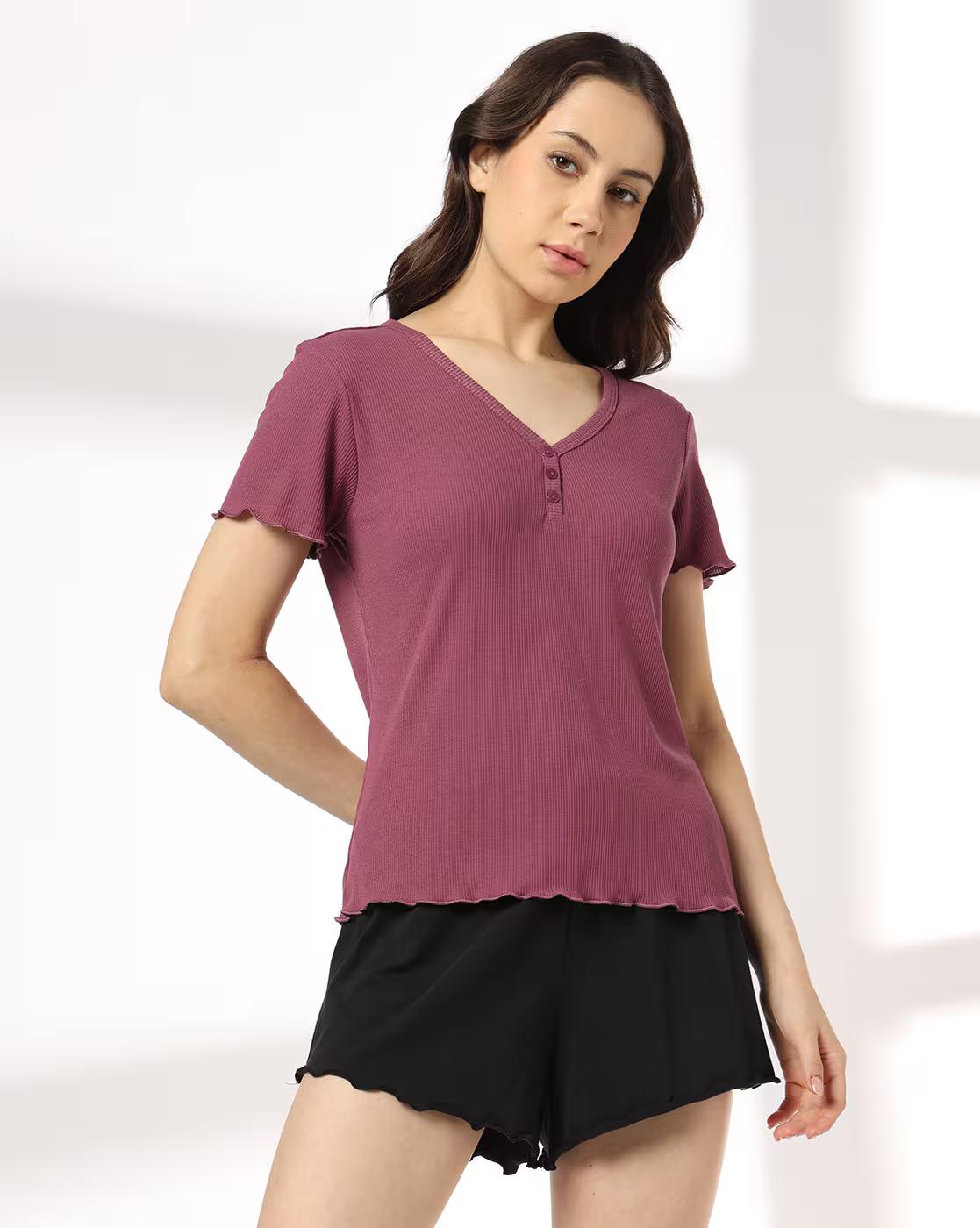 Women Ribbed Relaxed Fit Top