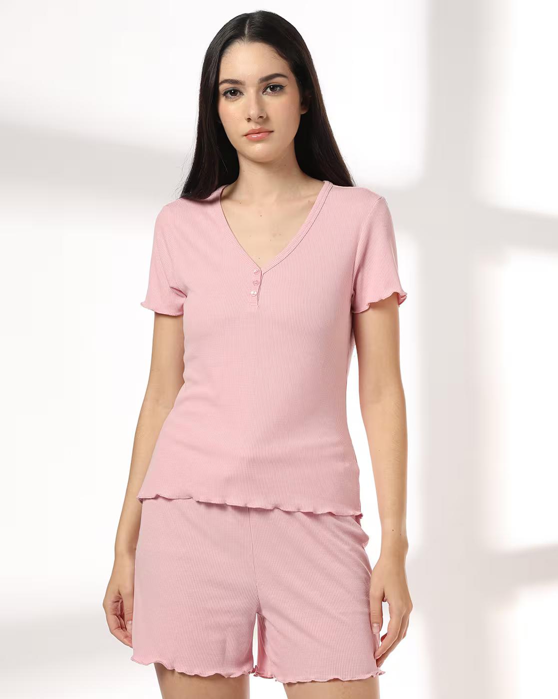 Women Ribbed Relaxed Fit Top