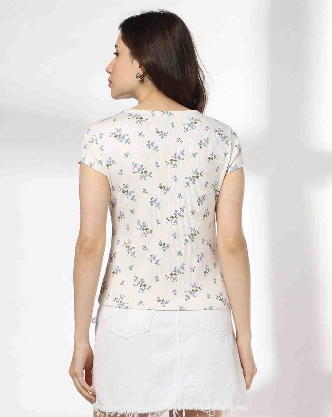 RIO | Women Floral Print Slim Fit Sweetheart-Neck T-Shirt|2