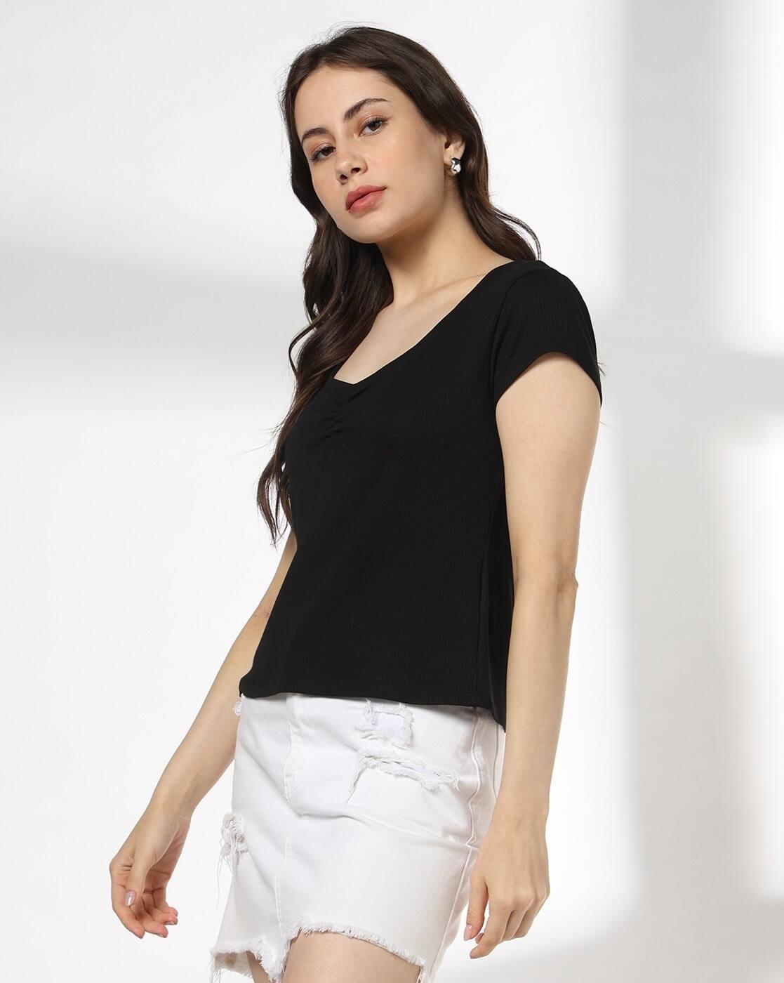 RIO | Women Slim Fit Sweetheart-Neck T-Shirt|1