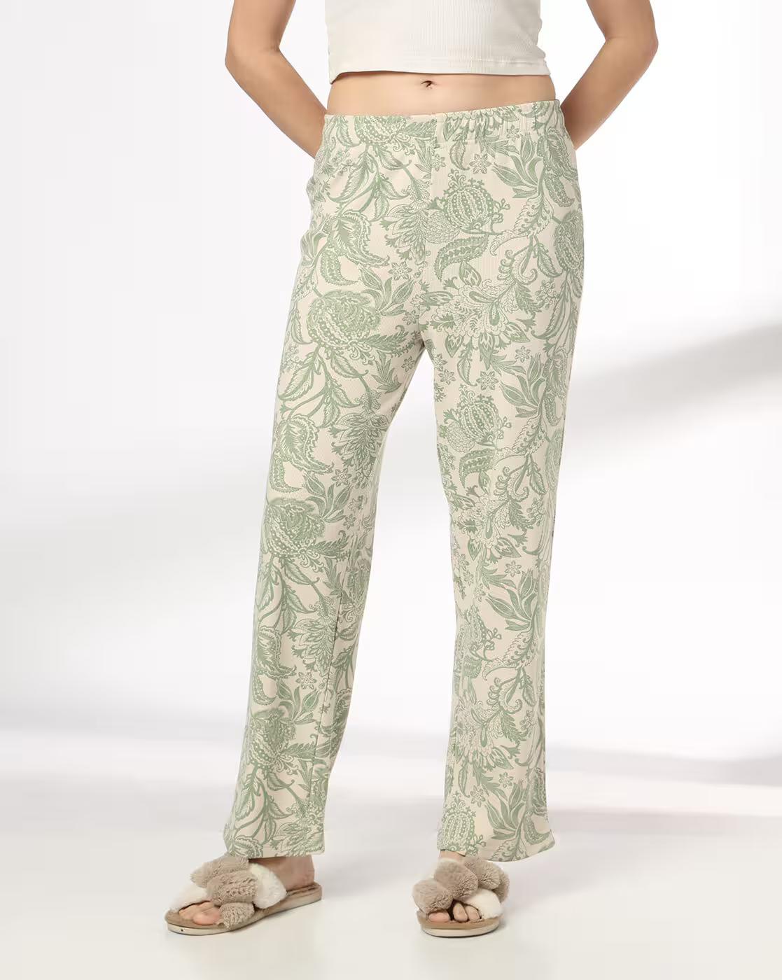 Women Printed Rib Knit Pyjamas