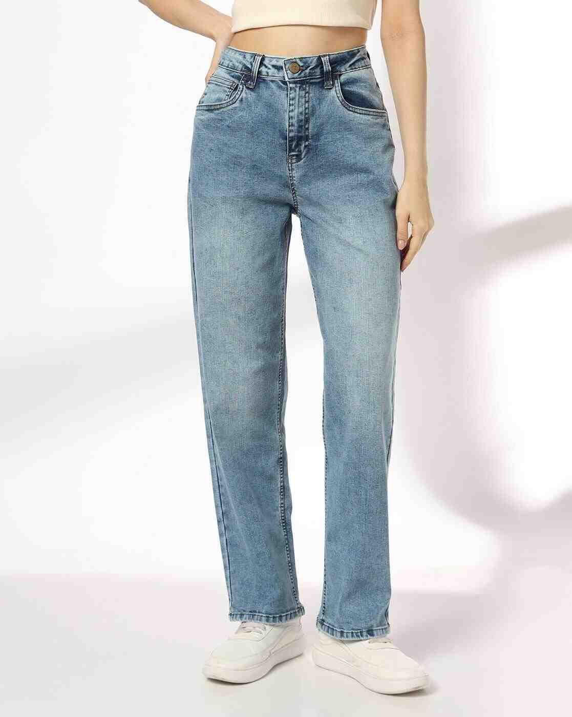 RIO | Women Heavily Washed Wide Jeans|0