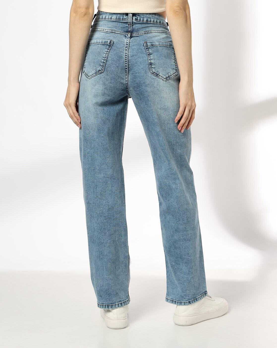 RIO | Women Heavily Washed Wide Jeans|2