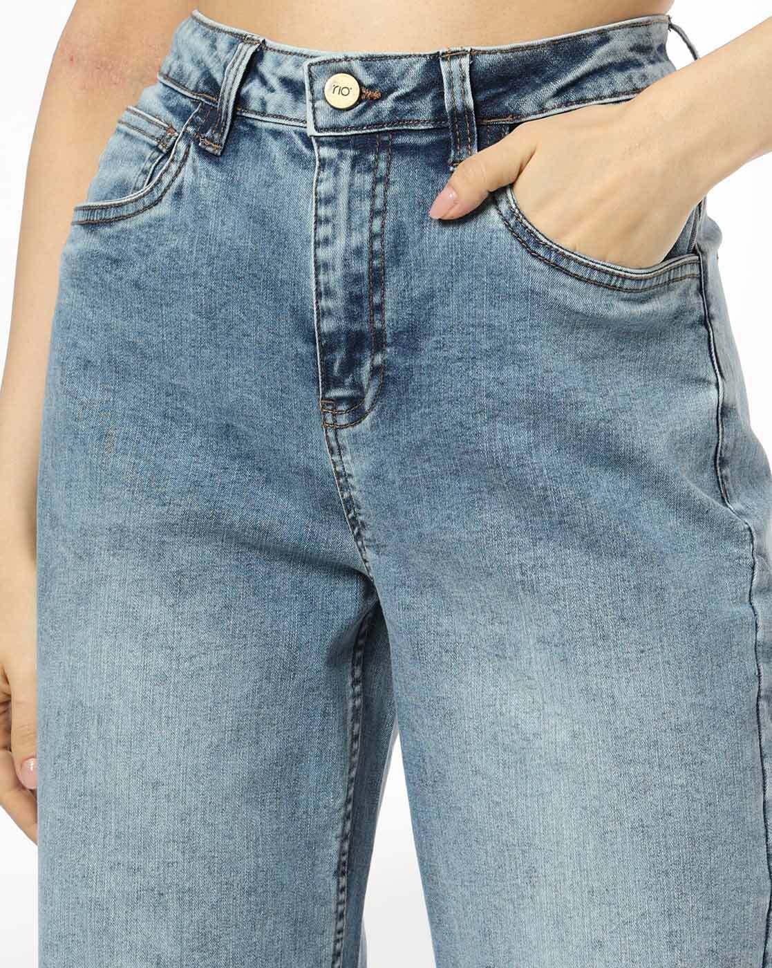 RIO | Women Heavily Washed Wide Jeans|3