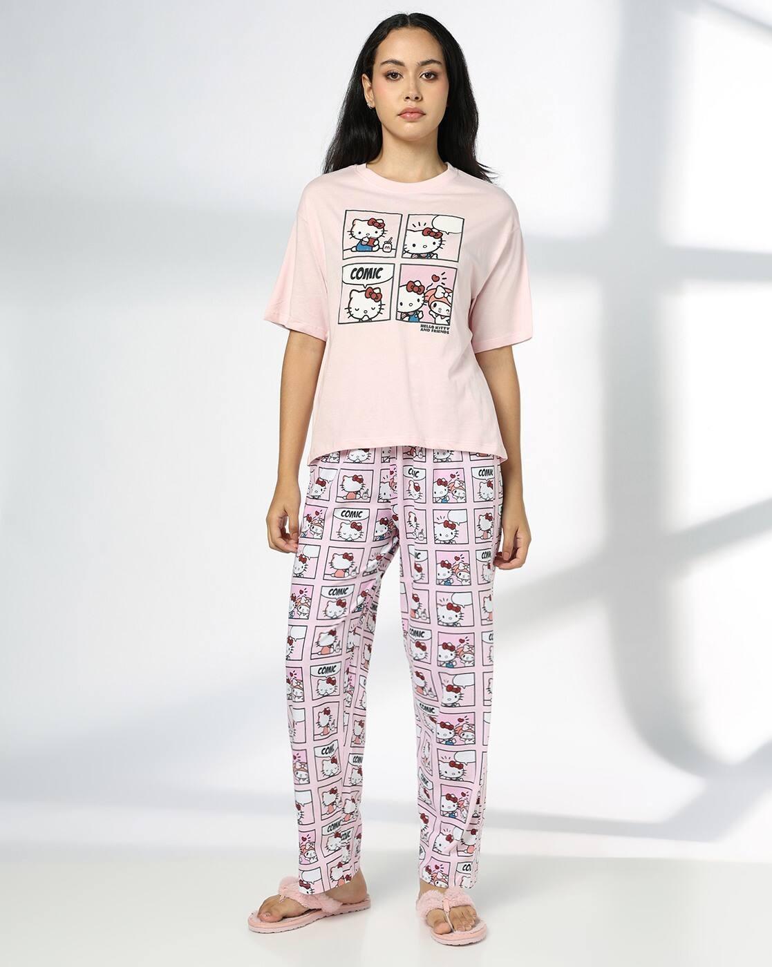 RIO | Women Hello Kitty Print T-Shirt & Pyjamas Set|0