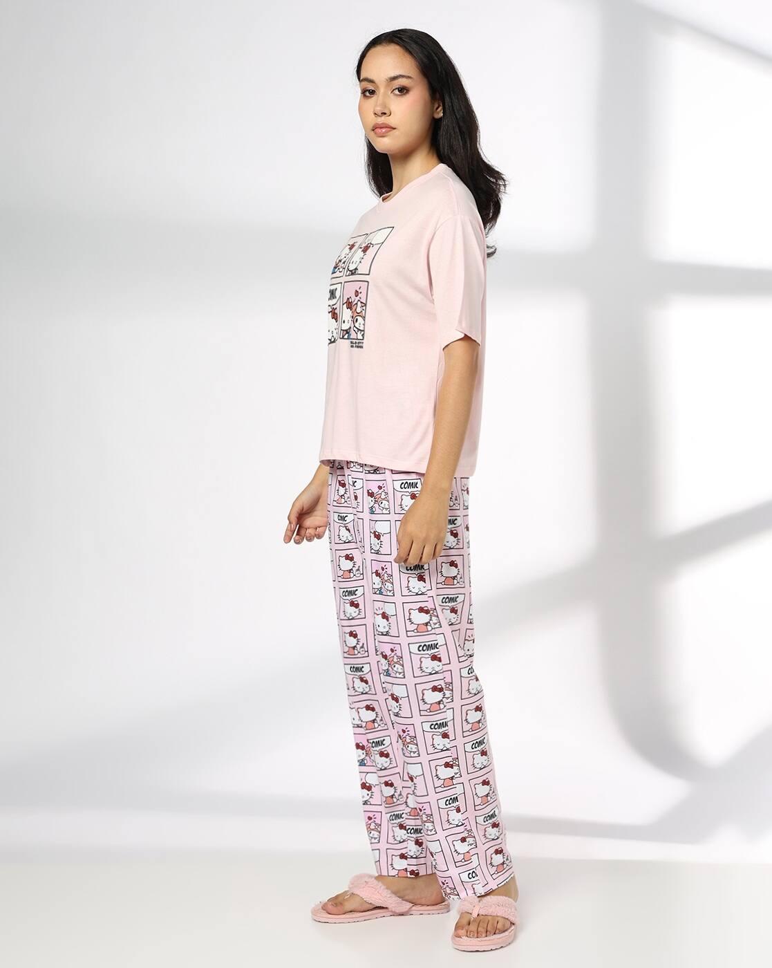RIO | Women Hello Kitty Print T-Shirt & Pyjamas Set|1