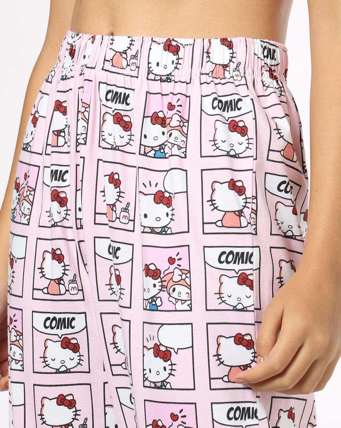 RIO | Women Hello Kitty Print T-Shirt & Pyjamas Set|4
