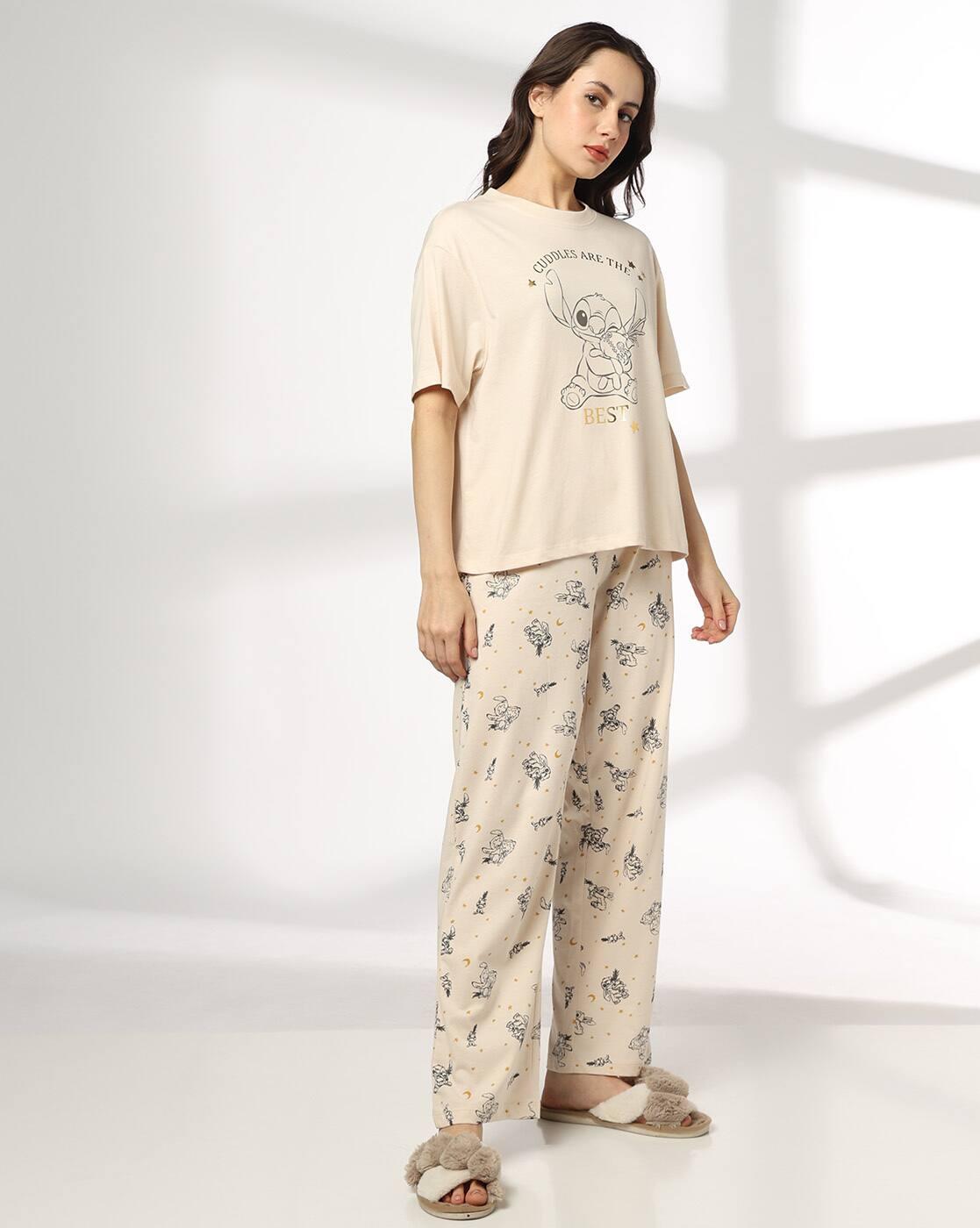 RIO | Women Graphic Print T-Shirt & Pyjamas Set|1