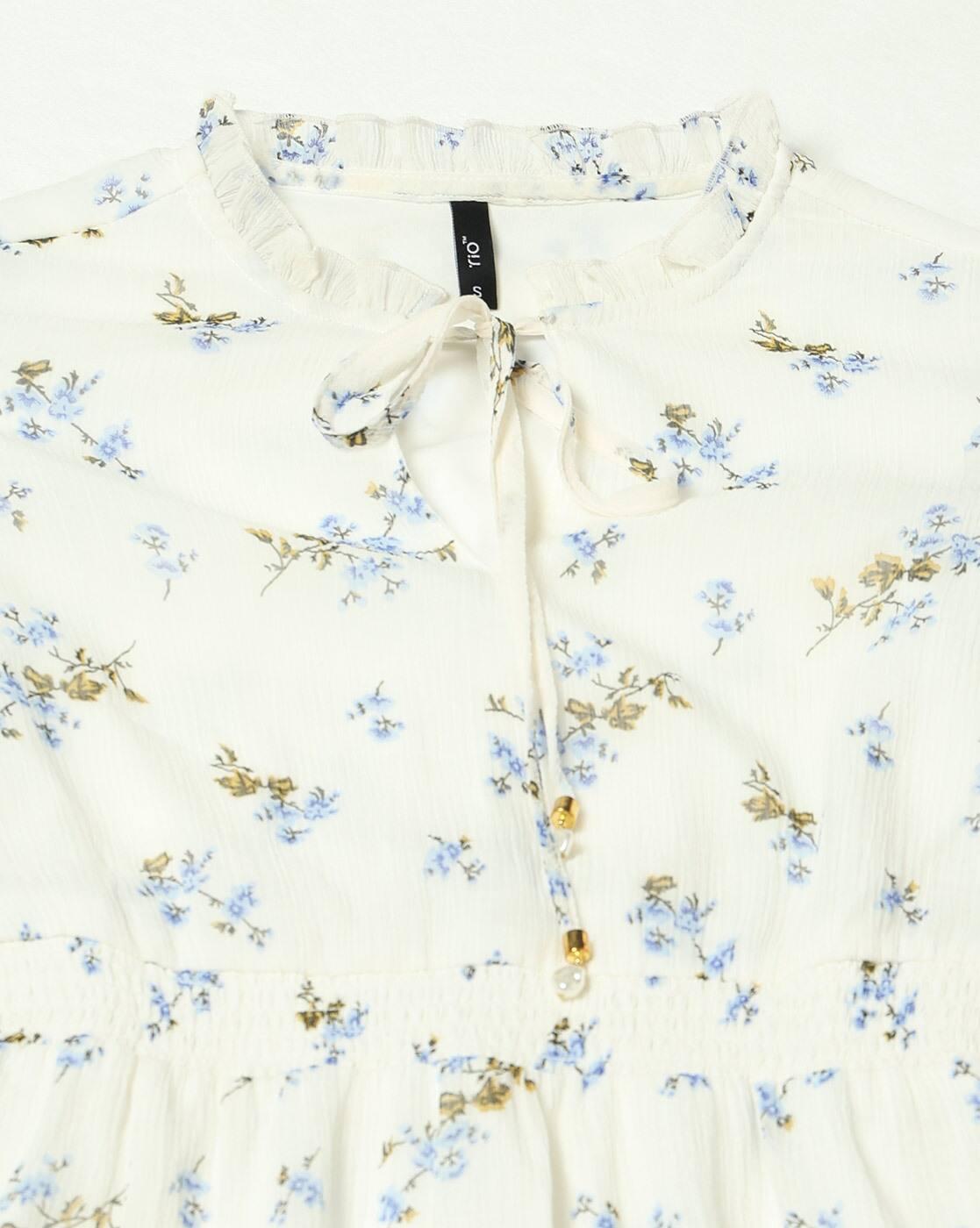 RIO | Printed ruffle sleeve dress, white, m|4
