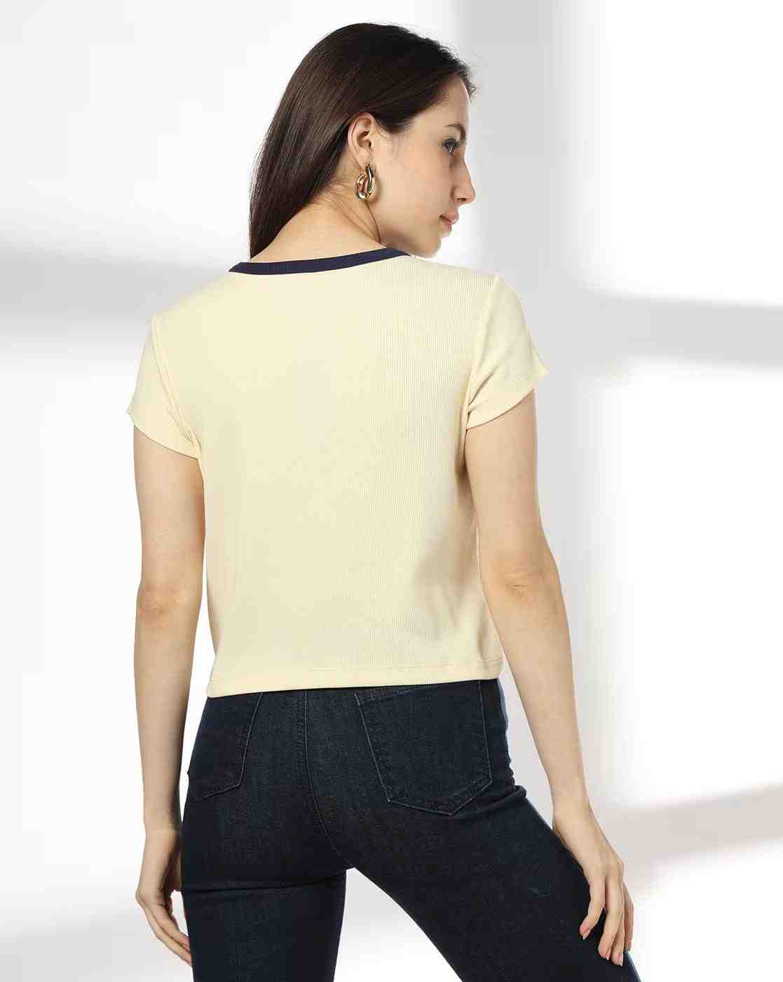 RIO | Women Typographic Print Regular Fit Crew-Neck T-Shirt|2