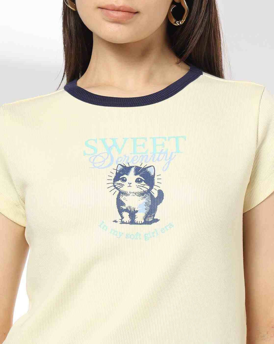 RIO | Women Typographic Print Regular Fit Crew-Neck T-Shirt|3