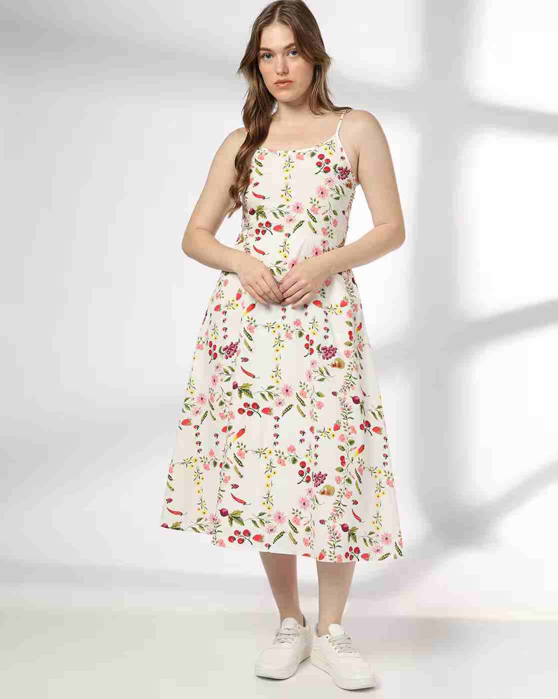 Women Floral Midi A-Line Dress