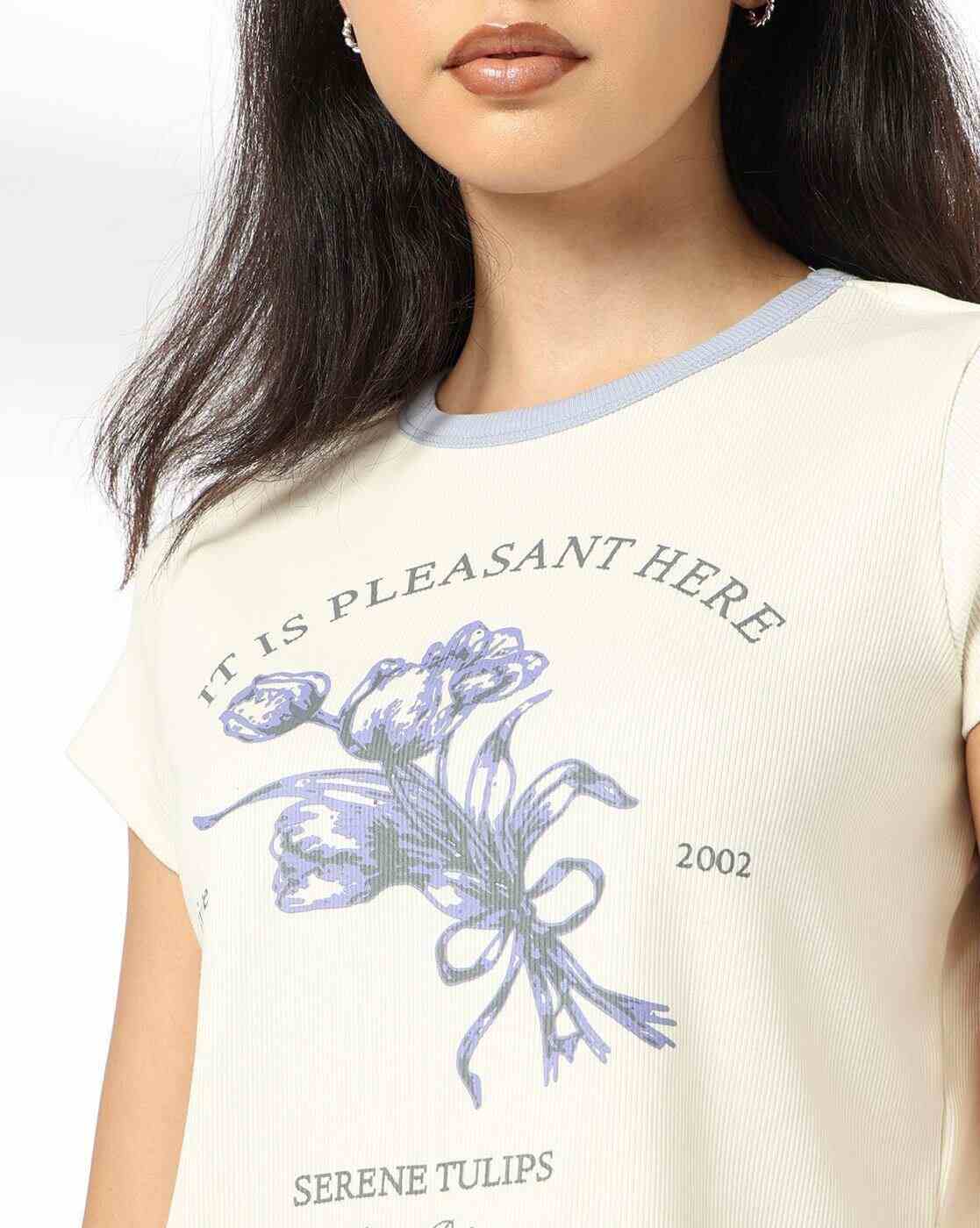 RIO | Women Graphic Print Ringer Regular Fit Crew-Neck T-Shirt|3