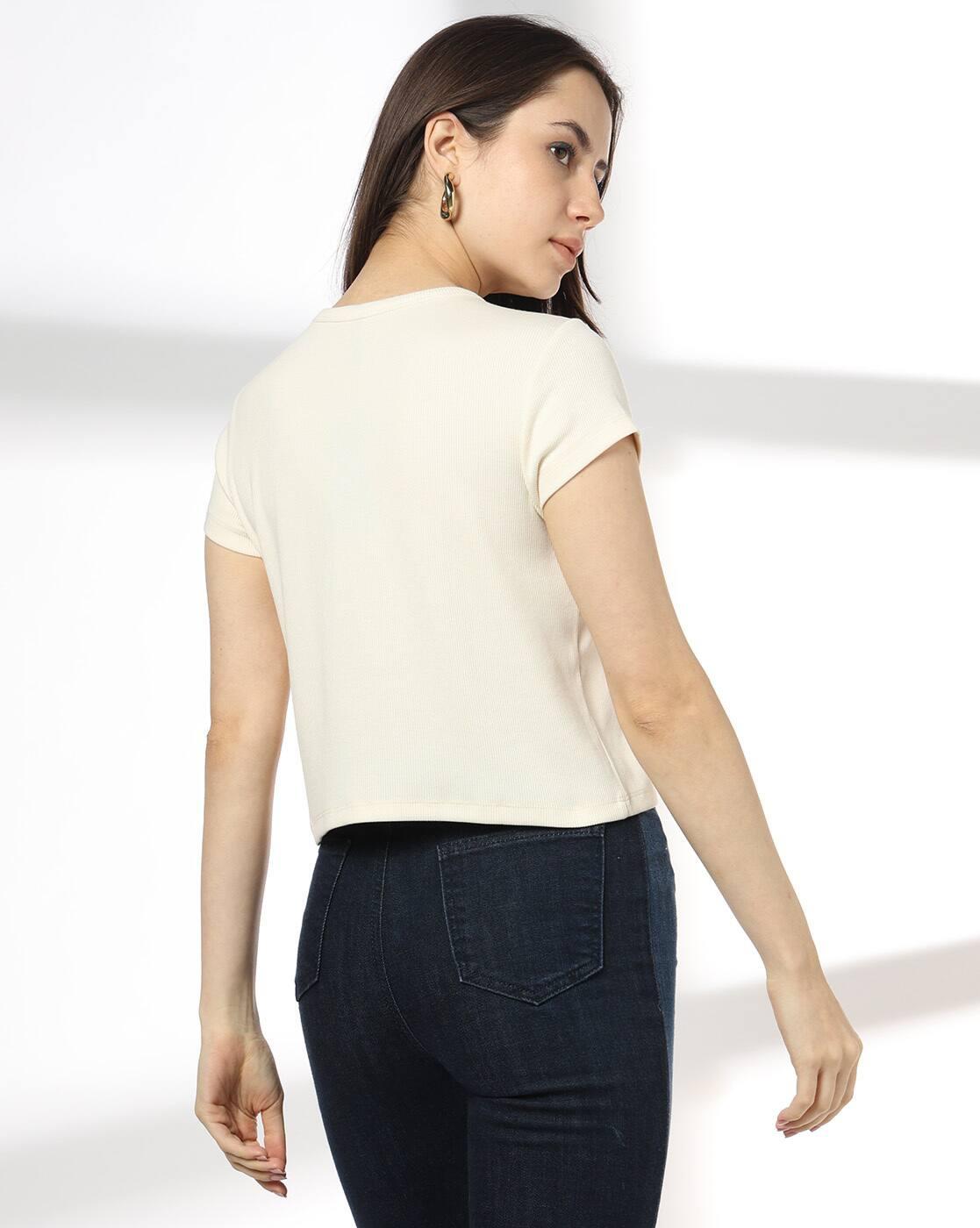RIO | Women Typographic Print Regular Fit Crew-Neck T-Shirt|2
